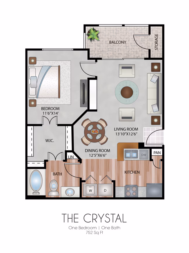 1 Bed • 1 Bath 1536 floor plan
